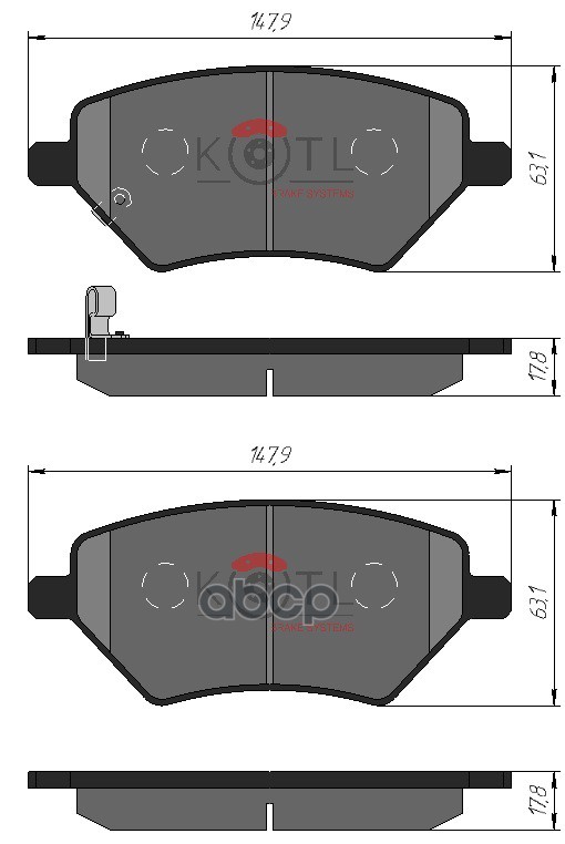Колодки тормозные дисковые Chery Tiggo 4 (Т17  T19) 17-  Tiggo 7 (T15)  Tiggo 8 20-  8 Pro 21- KOTL арт. 49kt
