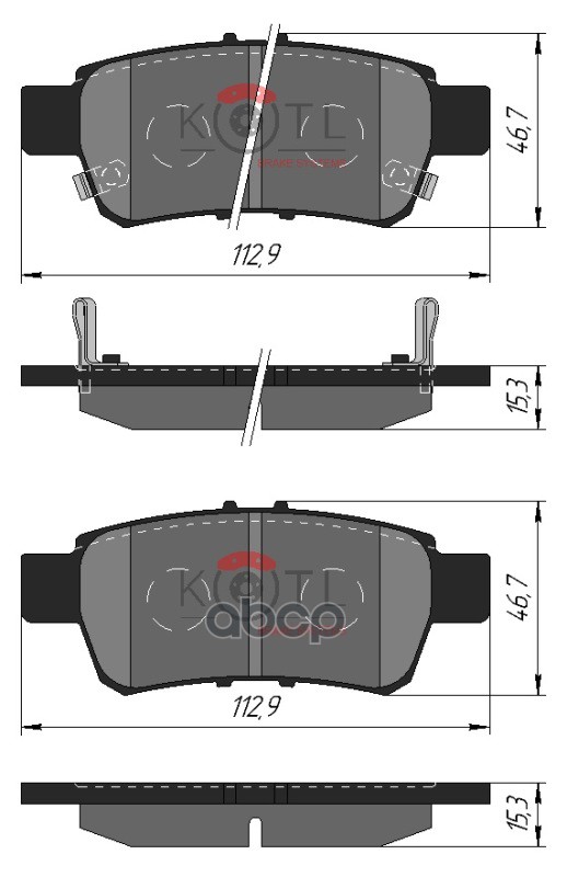 Колодки тормозные дисковые задние к-т HONDA Odyssey KOTL арт. 52kt
