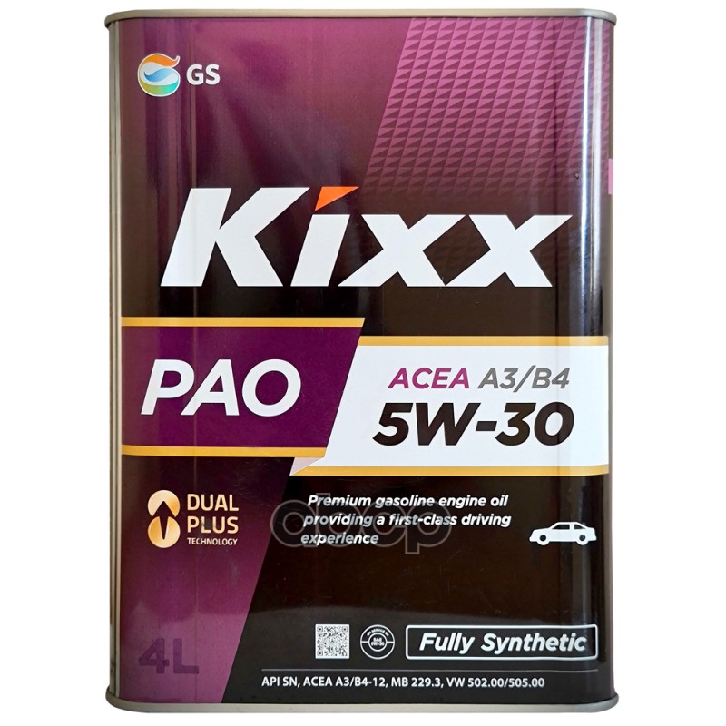 Kixx Масло моторное Kixx PAO 5w-30 API SN/CF, ACEA A3/B4 4л L209044TE1
