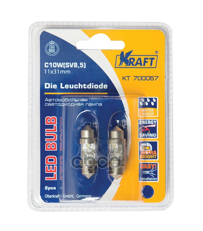 Лампа Светодиодная 12V C10w 10W Sv8,5-8 Kraft 2 Шт. Картон Kt700057 Kraft арт. KT700057