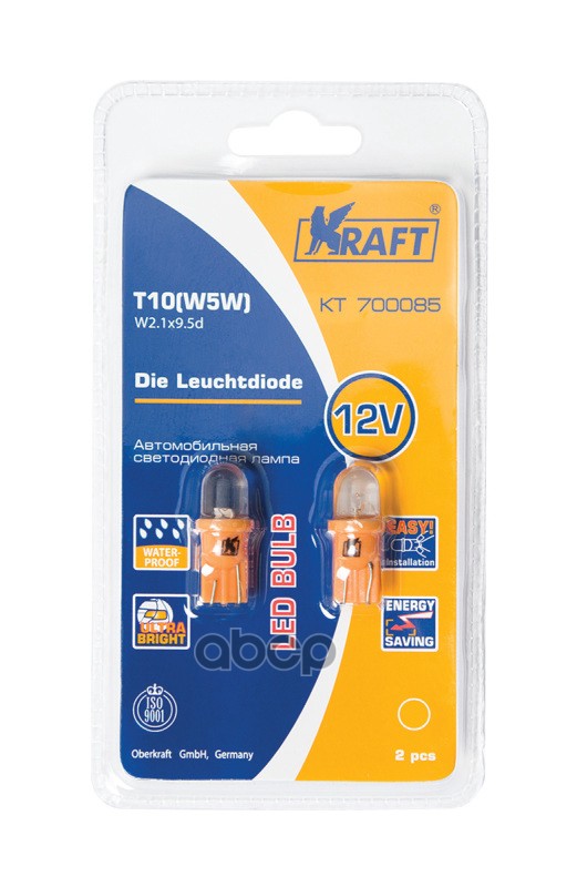 Лампа 12V W5w 5W W2,1X9,5D Kraft 2 Шт. Картон Kt700085 Kraft арт. KT700085