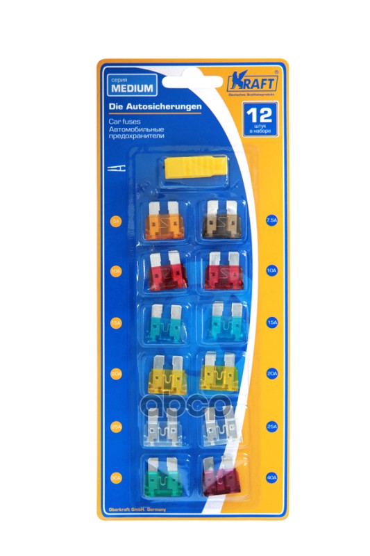 Набор Предохранителей В Блистере (Серия Medium 12Шт) Kraft Kt 870000 Kraft арт. KT 870000