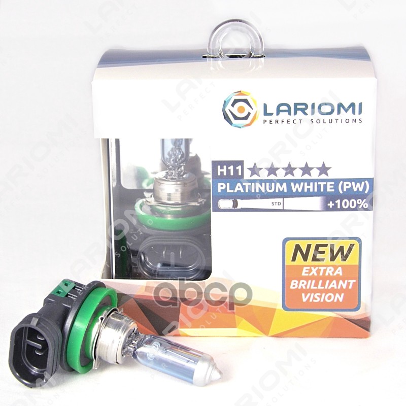 Лампа Галогенная H11 12V 55W Pgj19-2 Platinum White (+100) (Коробка 2 Шт.) LARIOMI арт. LB1115PW