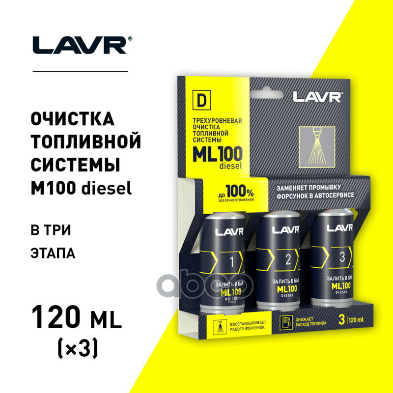 Трехуровневая очистка топливной системы ML100 DIESEL (3x120мл) LAVR арт. ln2138