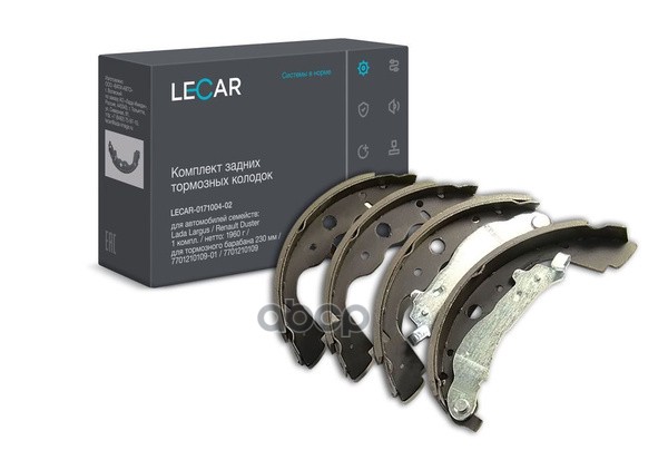 Колодка тормозная ВАЗ LADA Largus задняя d-230 к-т 4шт. LECAR LECAR LECAR017100402 LECAR арт. LECAR017100402