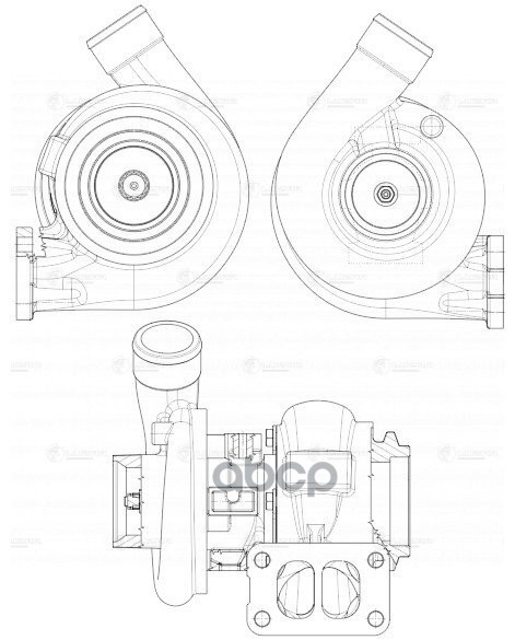 Турбокомпрессор для а/м КАМАЗ 740.602/740.632/740.662 E-4 левый (под хомут) (тип S2B) (LAT 0737) LUZAR арт. LAT0737