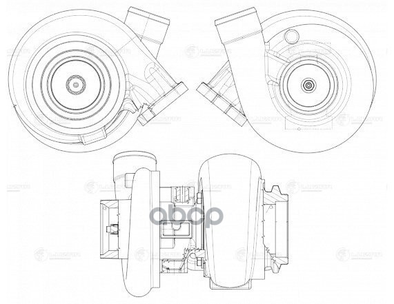 Турбокомпрессор для а/м КАМАЗ 740.602/740.632/740.662 E-4 правый (под хомут) (тип S2B) (LAT 0738) LUZAR арт. LAT0738