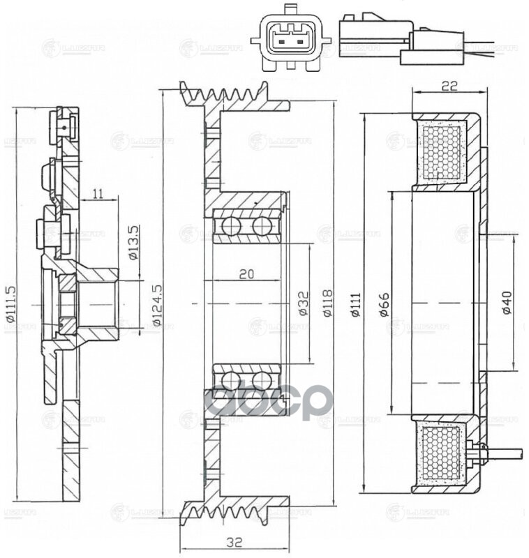 Муфта эл/магн. компрессора кондиц. для а/м Renault Fluence (10-)/Duster (12-) 1.6i (LMAC 0904) LUZAR арт. LMAC0904