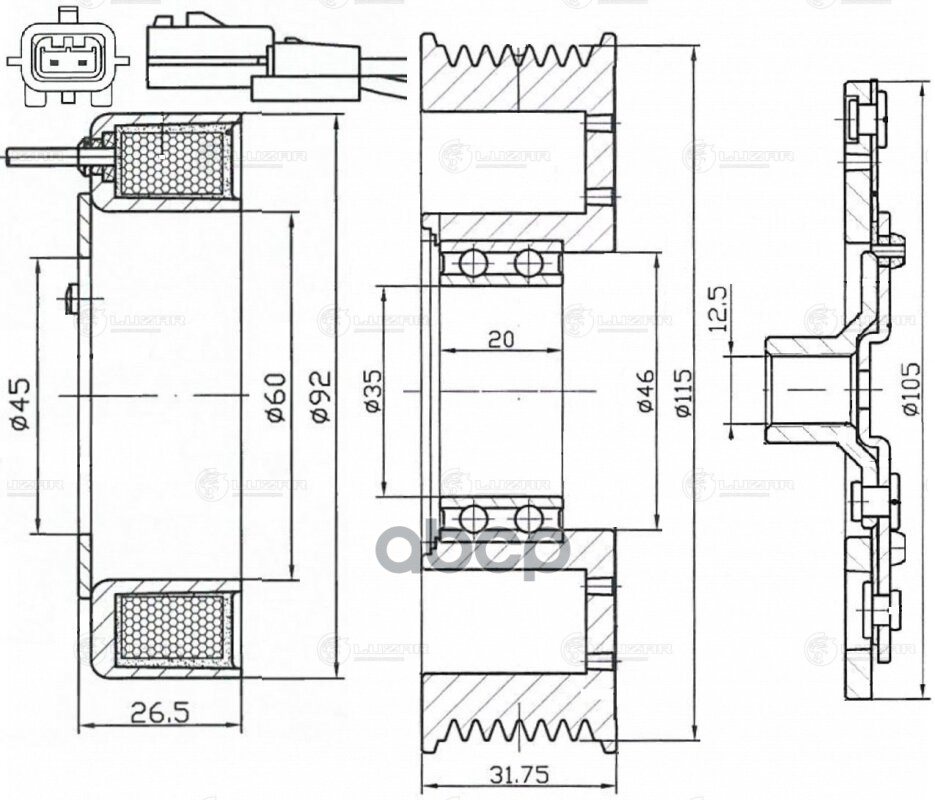 Муфта эл/магн. компрессора кондиц. для а/м Nissan Qashqai (06-) 1.6i (LMAC 1406) LUZAR арт. LMAC1406