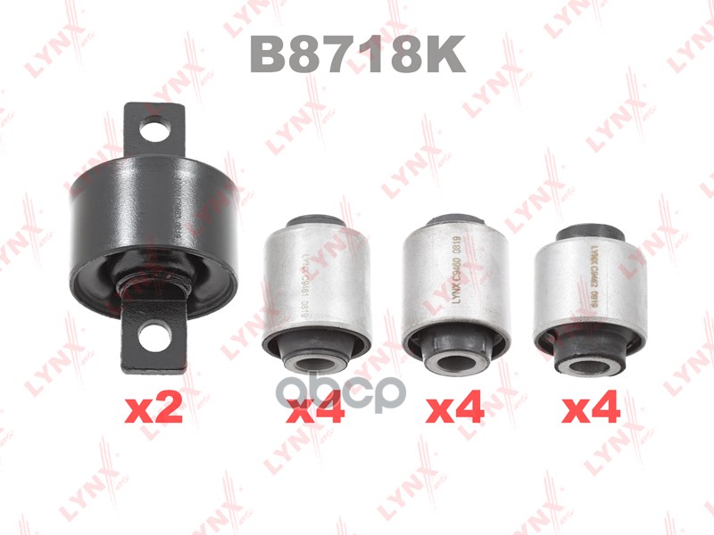 Комплект сайлентблоков / Рычагов / Зад. подв. MITSUBISHI Lancer X 1.5-2.0D 08> / Outlander II 2.0-3. LYNXauto арт. b8718k
