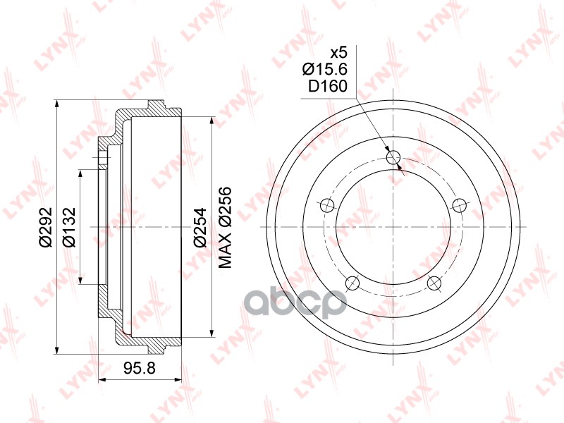 Барабан Тормозной | Зад Прав/Лев | LYNXauto арт. BM1053
