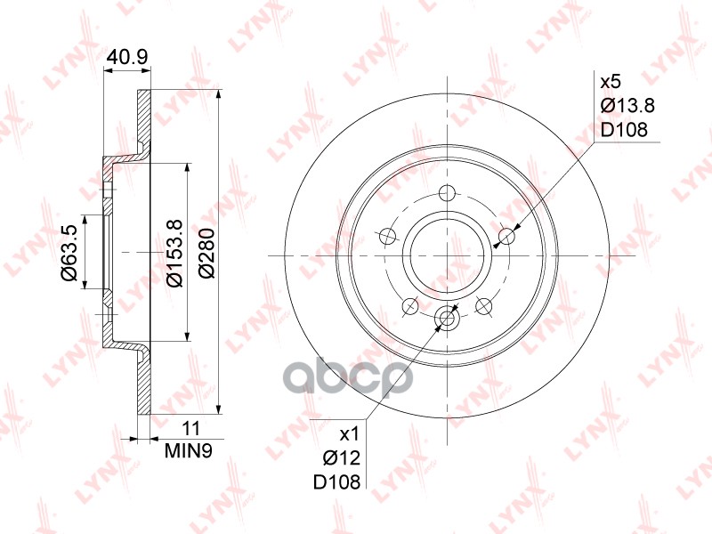 Диск Тормозной | Зад | LYNXauto арт. BN1021