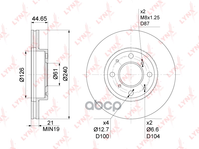 Диск Тормозной | Перед | LYNXauto арт. BN1038