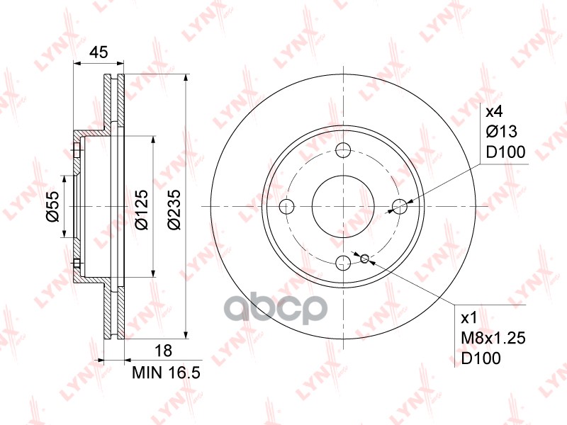Диск Тормозной | Перед Прав/Лев | LYNXauto арт. BN1070