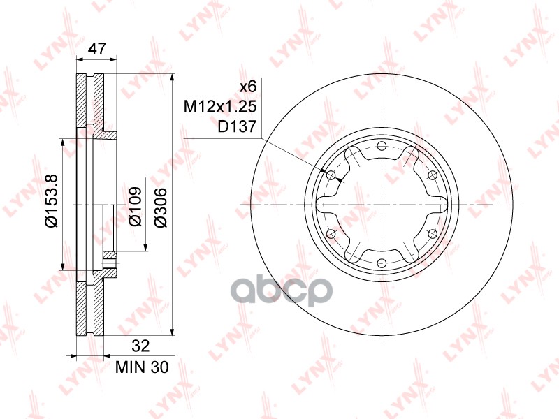 Диск Тормозной | Перед | LYNXauto арт. BN1113