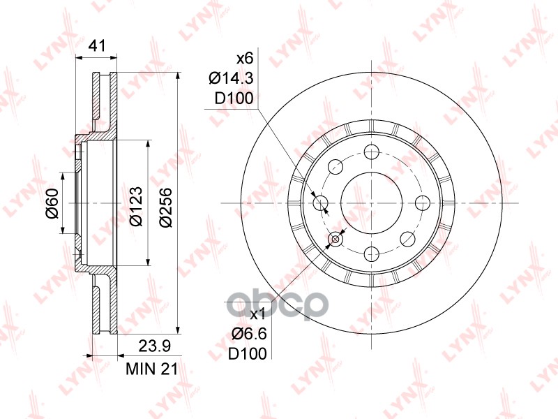 Диск тормозной передний (256x24) OPEL Astra F 1.4-2.0 91-98 / Vectra A/B 1.6-2.5 >02  CHEVROLET Lano LYNXauto арт. bn-1121