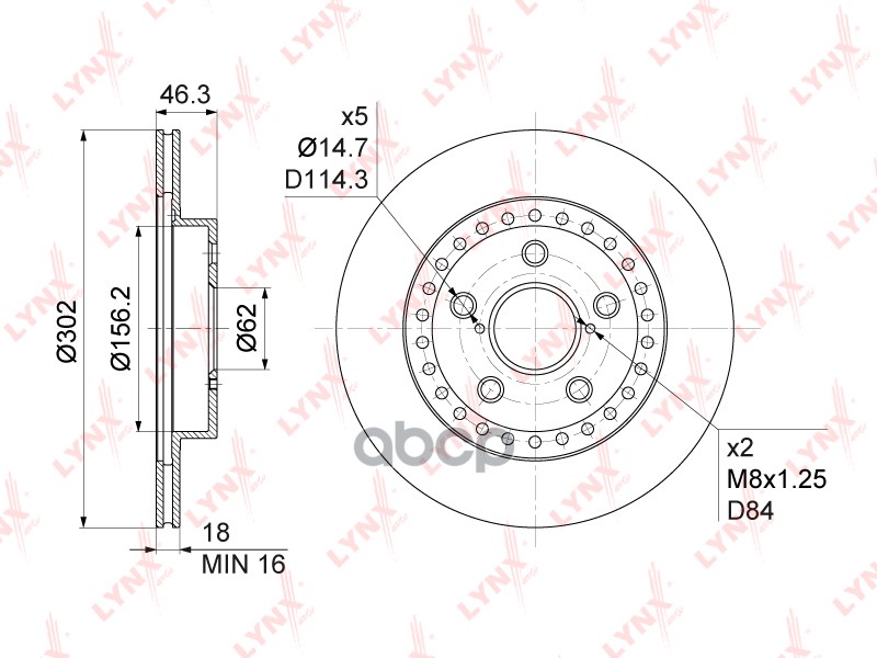 Диск Тормозной Пер (302X18) Toyota Rav 4 I 2.0 94-00 LYNXauto арт. BN1159
