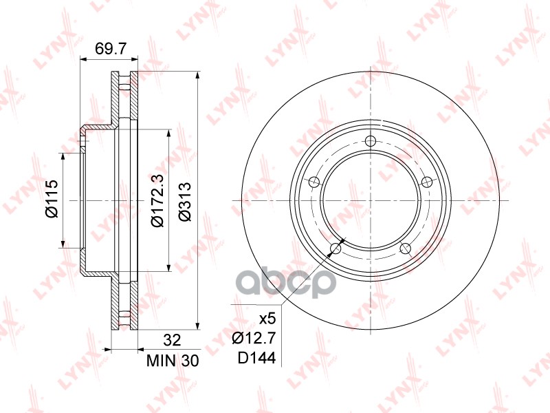 Диск Тормозной | Перед | LYNXauto арт. BN1175