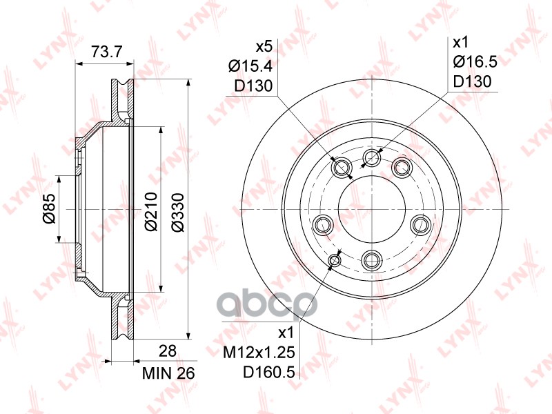 Диск тормозной задний (330x28) подходит для AUDI Q7 3.0D-6.0D 06-15, VW Touareg(7L/P) 3.0-6.0 02, PORSCHE Cayenne I-II 3.0-4....