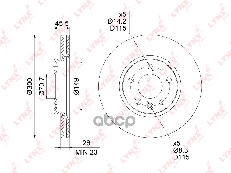 Диск Тормозной | Перед | LYNXauto арт. BN1354