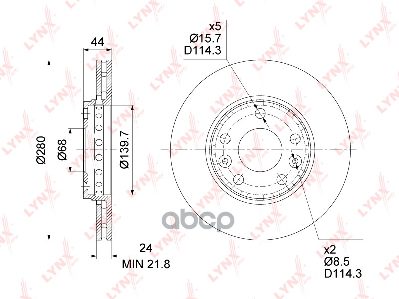 Диск тормозной передний (280x24) BN-1415 LYNXauto арт. BN-1415