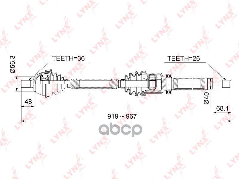 Привод в сборе R FORD Focus II 1.6 AT 04-12 CD-1008 LYNXauto арт. CD-1008