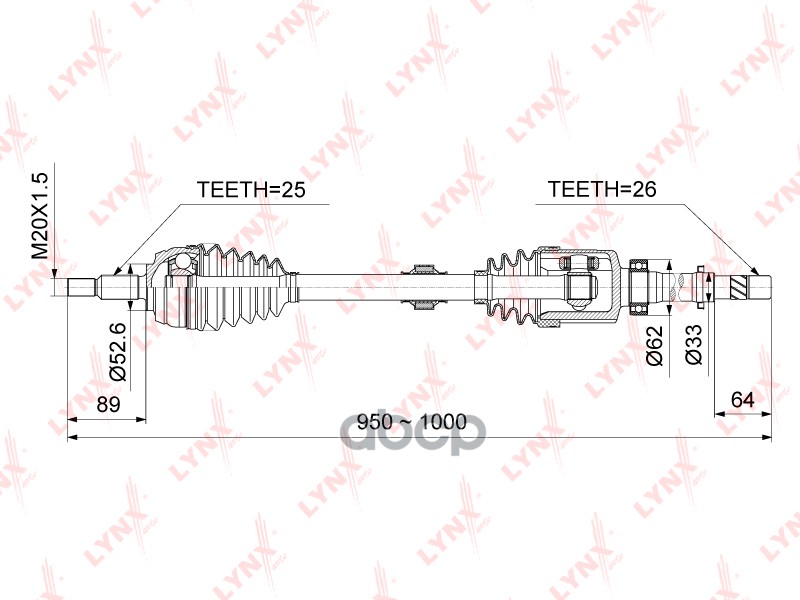 Привод В Сборе | Перед Прав| LYNXauto арт. CD1020