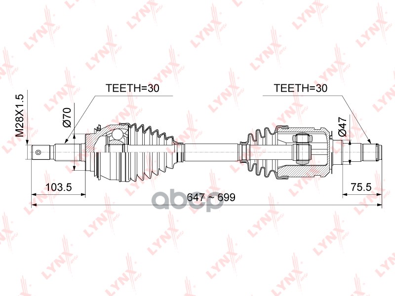 Привод в сборе подходит для TOYOTA Land Cruiser Prado(120) 3.0D-4.0 02-09, LEXUS GX470 01-09 CD-1023 LYNXauto арт. CD-1023