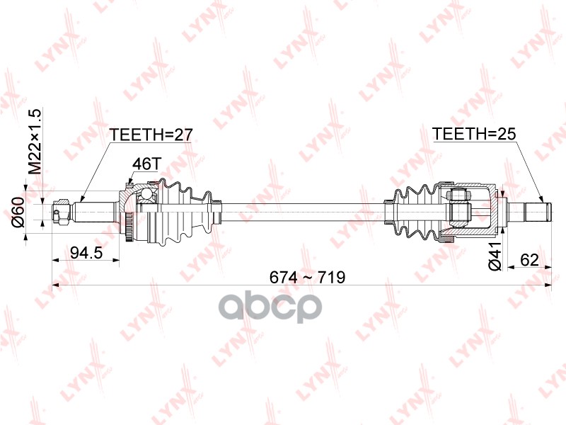Привод в сборе L подходит для HYUNDAI i30(FD) 1.4-1.6 MT 07-11 CD-1052A LYNXauto арт. CD-1052A