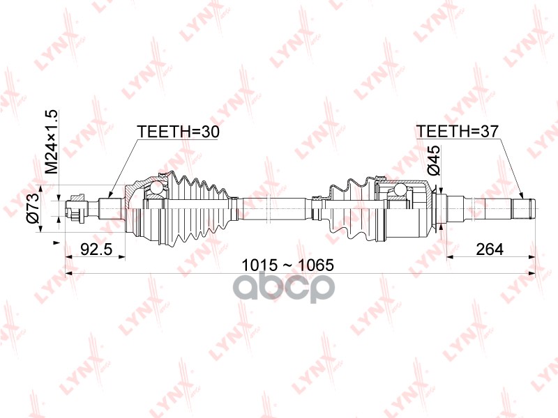 Привод В Сборе | Перед Прав| LYNXauto арт. CD1083