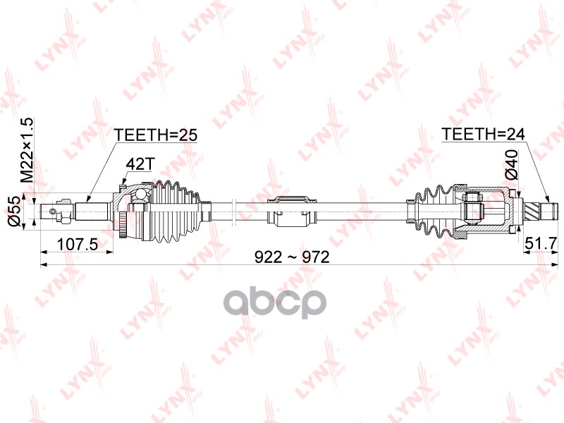 Привод В Сборе | Перед Прав| LYNXauto арт. CD1094A