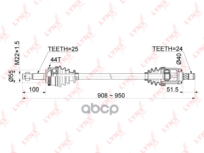Привод в сборе R NISSAN Almera(N16) 1.5 02-06 LYNXauto арт. cd-1098a