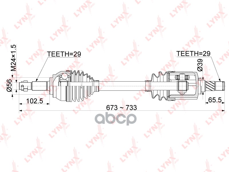 Привод в сборе передний L подходит для NISSAN Murano(Z50) 3.5 03-08 CD-1104 LYNXauto арт. CD-1104
