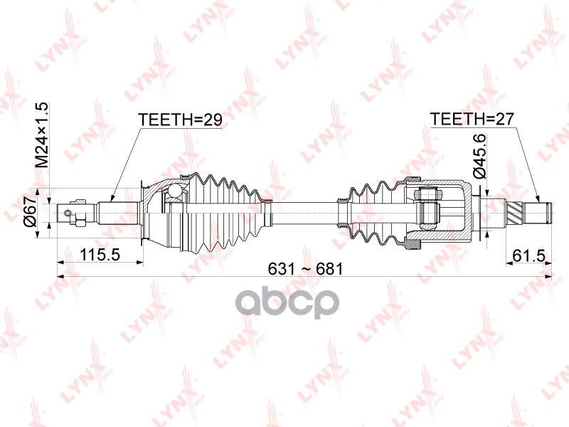 Привод в сборе передний L NISSAN Pathfinder III/Navara 05-> LYNXauto CD-1111 LYNXauto арт. CD-1111