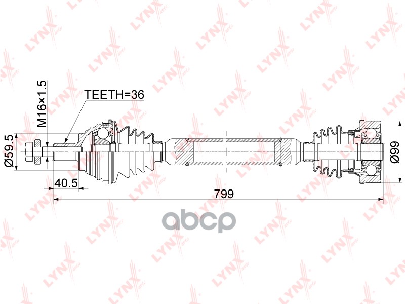 Привод В Сборе | Перед Прав | LYNXauto арт. CD1131