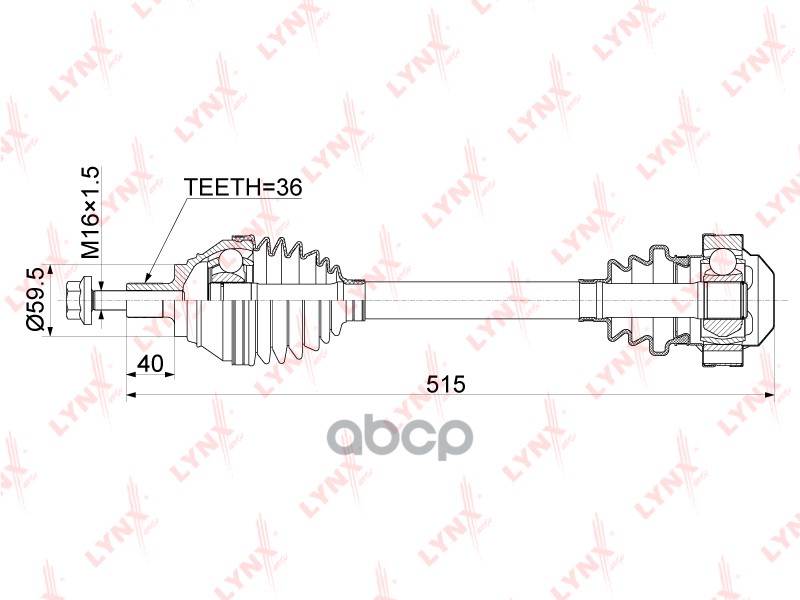 Привод В Сборе | Перед Лев | LYNXauto арт. CD1134
