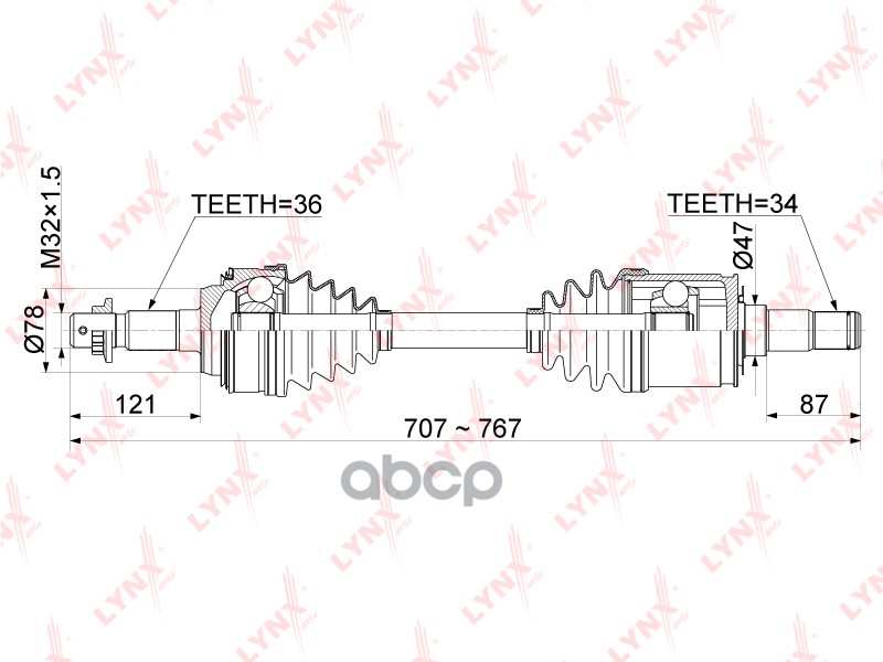 Привод В Сборе | Перед Прав/Лев | LYNXauto арт. CD1158