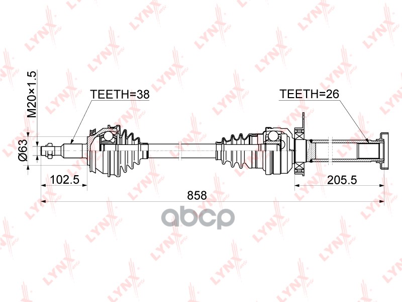 Привод В Сборе | Перед Прав | LYNXauto арт. CD1162
