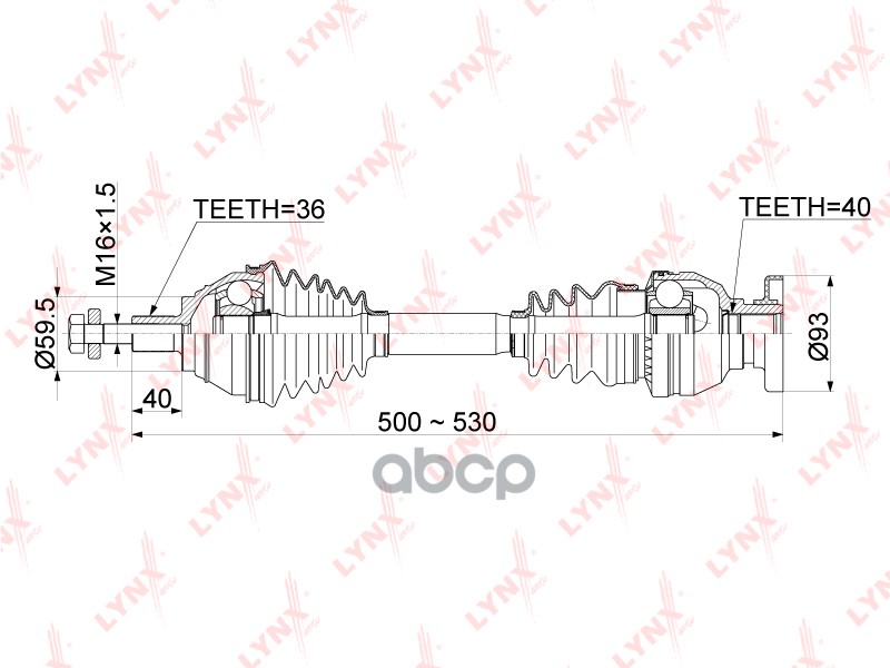 Привод В Сборе | Перед Лев| LYNXauto арт. CD1166