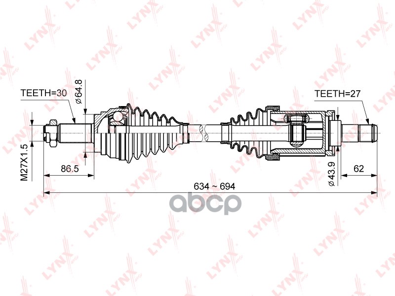 Привод В Сборе | Перед Лев | LYNXauto арт. CD1423