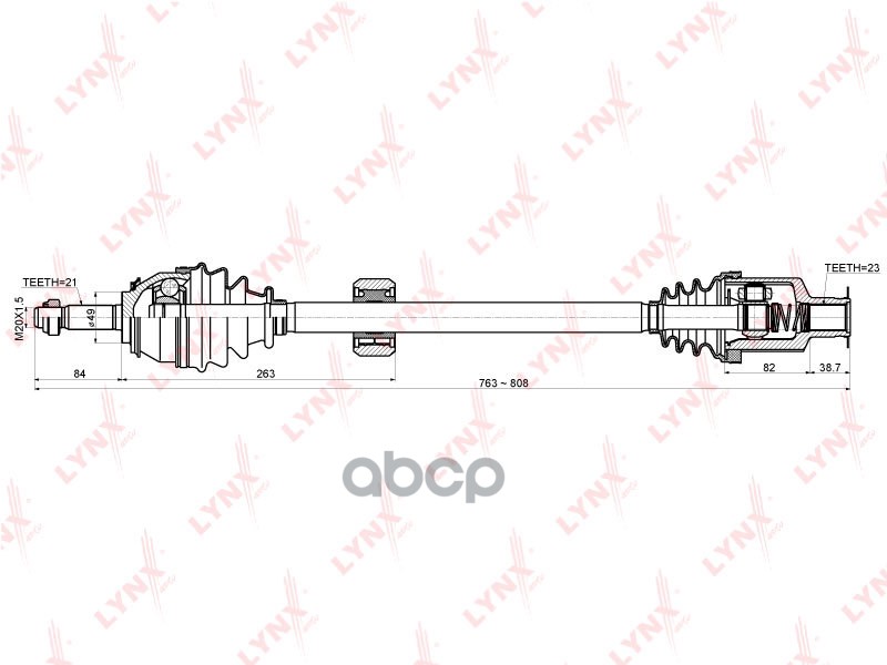 Привод в сборе R подходит для RENAULT Logan 04/Sandero 1.4/1.6 08 CD-6306 LYNXauto арт. CD-6306