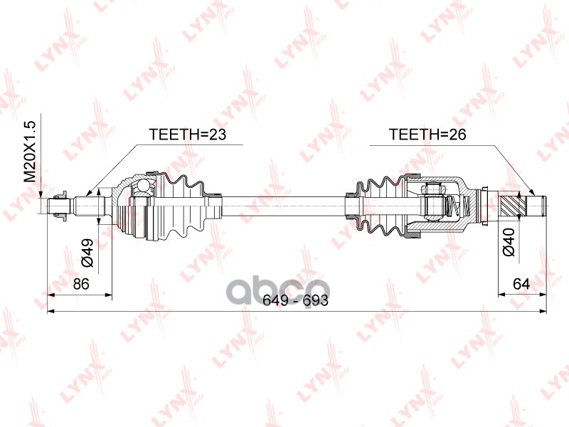 Привод В Сборе L Renault Logan I 1.4-1.6 04> / Clio Iii 1.4-1.6 05> / Modus 1.5D-1.6 04> LYNXauto арт. cd-6703