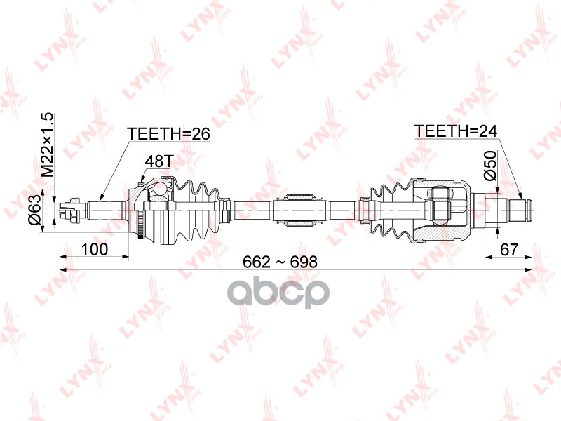 Привод в сборе L TOYOTA Camry(V30) 2.0-2.4 01-06 / Previa 2.4 00-06 LYNXauto CD-7510A LYNXauto арт. CD-7510A