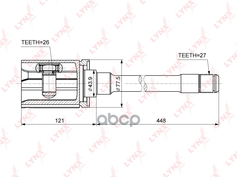ШРУС внутренний R подходит для BMW X5(E70) 3.0-4.8 07 / X6(E71/2) 3.0D-4.4T 08 CI-1410 LYNXauto арт. CI-1410