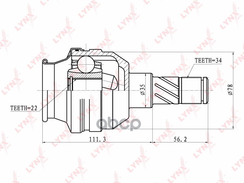 ШРУС внутренний подходит для CHEVROLET Lanos 1.4-1.6 05, DAEWOO Lanos 1.4-1.6 97 CI-1810 LYNXauto арт. CI-1810
