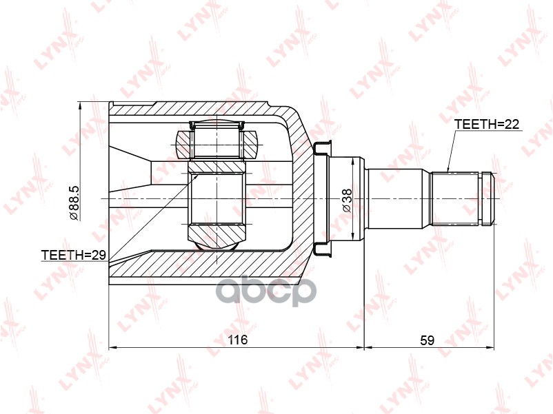 ШРУС внутренний подходит для CHEVROLET Aveo 1.2-1.5 05 / Kalos 1.2-1.4 05 / Lacetti 1.4-1.8 05 / Nubira 1.6-1.8 05, DAEWOO Ka...