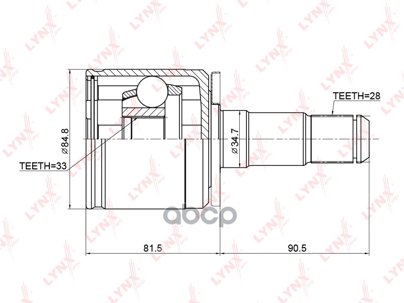 ШРУС внутренний MITSUBISHI L200(KA-K7) 2.5D-3.0 96> / Pajero Sport I / II 2.5D-3.5 98> LYNXauto арт. ci-3710