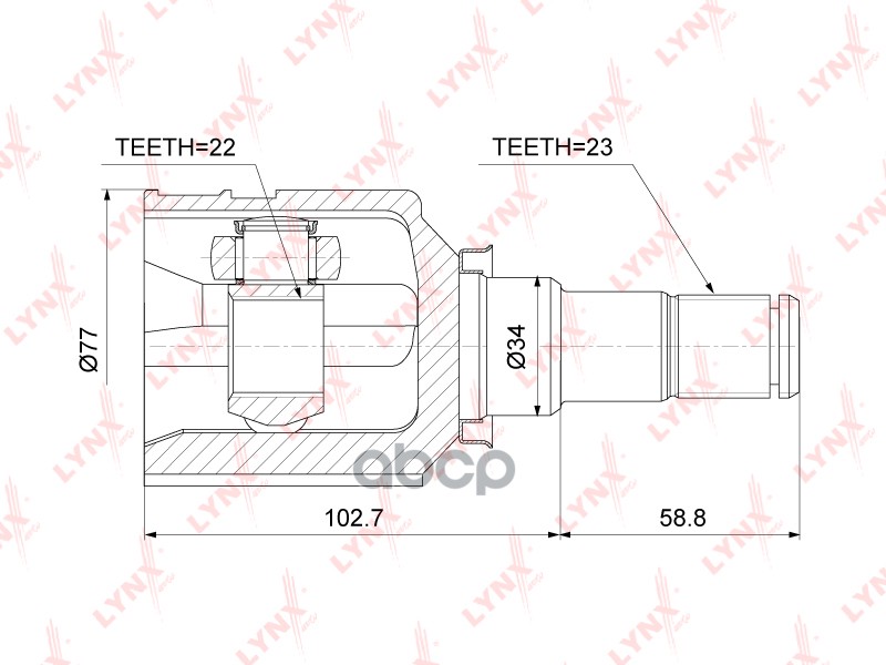 ШРУС внутренний TOYOTA Yaris(P10) 1.3 99-05 / Yaris Verso 1.3 99-05 / Vitz(P10/P90/P130) 1.3 99> / W LYNXauto арт. ci-3724
