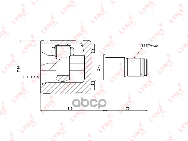 ШРУС внутренний подходит для TOYOTA Hilux 2.5D-4.0 04 / Fortuner 2.5D-4.0 05 CI-3727 LYNXauto арт. CI-3727