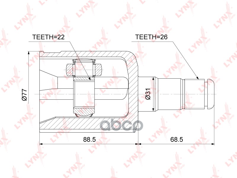 ШРУС внутренний | перед прав/лев | LYNXauto арт. CI3761